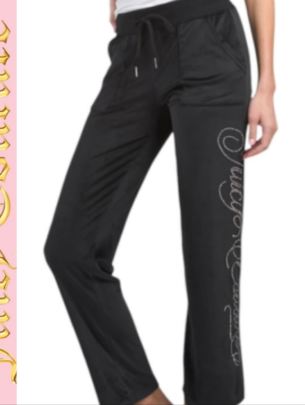 Juicy Couture Rhinestone Script Logo Velour Lounge Pants